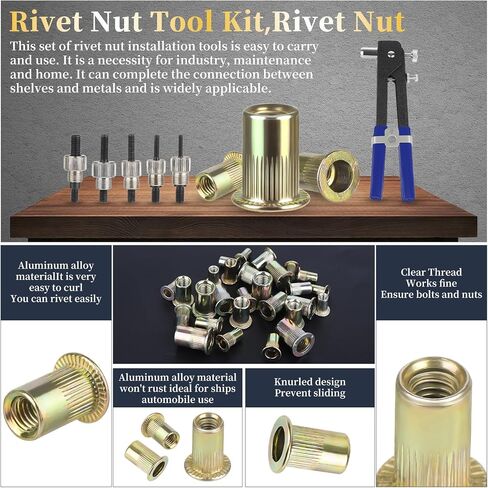 مجموعة أدوات الأدوات الصامتة ، مجموعة أدوات Rivnut ، 500pcs مجموعة الجوز المريفي (M3/M4/M5/M6/M8) مجموعة أدوات Nutsert ， مناسبة للسيارات ، البحرية ، الديكور ، الأثاث ، الصناعة. in Saudi Arabia