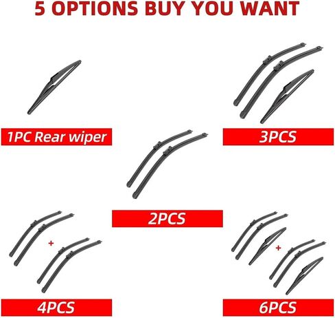 1/2/3/4/6PCS Car Wiper Fit For 500 312 2007-2017 Front Rear Wiper Blades Brushes Accessories 2011 2012 2013 2014 2015 2016(Rear Wiper) in Saudi Arabia
