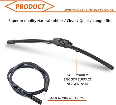 Wiper Blade Universal General J U Hook 13"14"16"17"18"19"20"21" 22" 24" 26"28" Windshield Windscreen Rubber Car Accessories(16inch (400mm)) in Saudi Arabia
