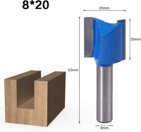 8mm Shank Straight Bit Set Carpenter Milling Cutter 6/8/10/12/14/18/20mm Cutting Diameter 1pcs(14mm) in Kuwait