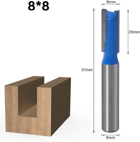 8mm Shank Straight Bit Set Carpenter Milling Cutter 6/8/10/12/14/18/20mm Cutting Diameter 1pcs(14mm) in Kuwait