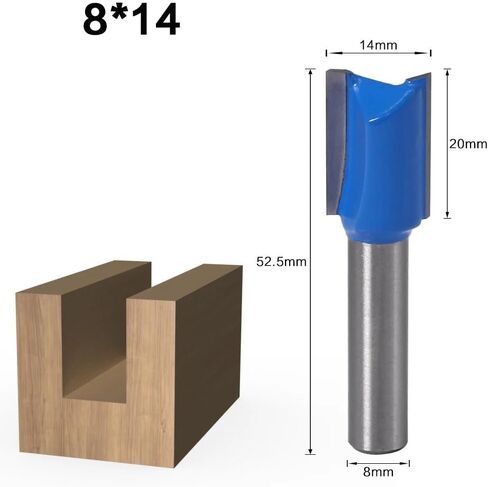 8mm Shank Straight Bit Set Carpenter Milling Cutter 6/8/10/12/14/18/20mm Cutting Diameter 1pcs(14mm) in Kuwait