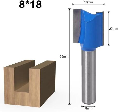 8mm Shank Straight Bit Set Carpenter Milling Cutter 6/8/10/12/14/18/20mm Cutting Diameter 1pcs(14mm) in Kuwait
