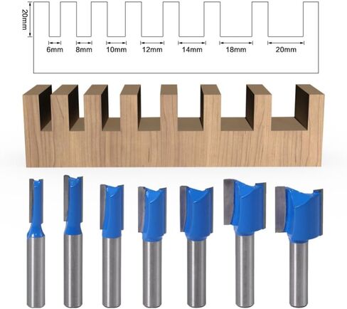 8mm Shank Straight Bit Set Carpenter Milling Cutter 6/8/10/12/14/18/20mm Cutting Diameter 1pcs(14mm) in Kuwait