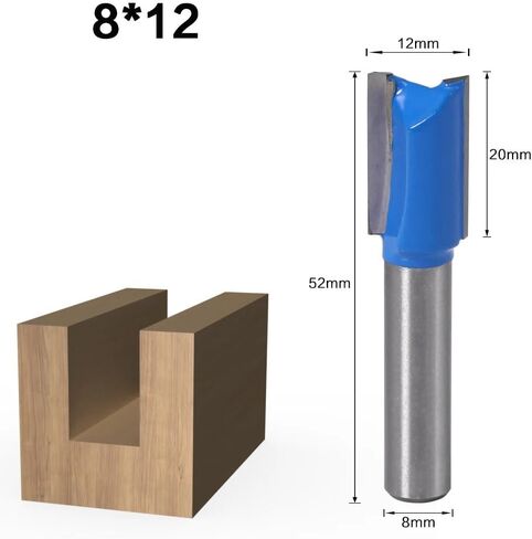 8mm Shank Straight Bit Set Carpenter Milling Cutter 6/8/10/12/14/18/20mm Cutting Diameter 1pcs(14mm) in Kuwait
