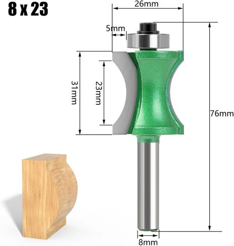 1pcs 8mm Shank Half Round Bit Convex Edging Bits(8X23) in Kuwait