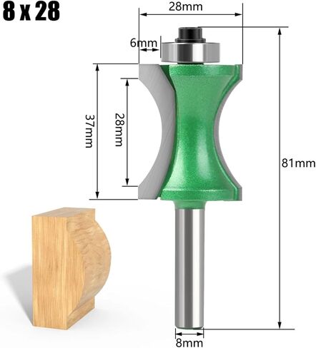 1pcs 8mm Shank Half Round Bit Convex Edging Bits(8X23) in Kuwait