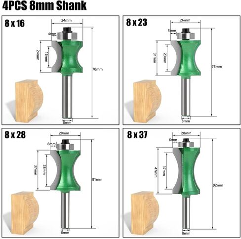 1pcs 8mm Shank Half Round Bit Convex Edging Bits(8X23) in Kuwait