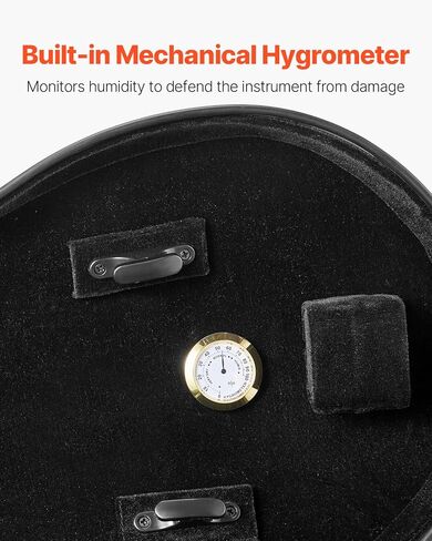VEVOR 4/4 Full Size Violin Case, Built-in Hygrometer, Lightweight Portable Travel Carrying Bag, with Plush Lining, Dual Shoulder Straps, Anti-Scratch, Professional Shape, for Violin, Black in Saudi Arabia