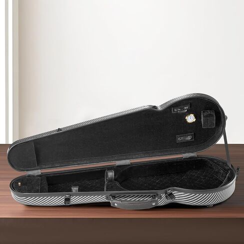 VEVOR 4/4 Full Size Violin Case, Built-in Hygrometer, Lightweight Portable Travel Carrying Bag, with Plush Lining, Dual Shoulder Straps, Anti-Scratch, Professional Shape, for Violin, Black in Saudi Arabia