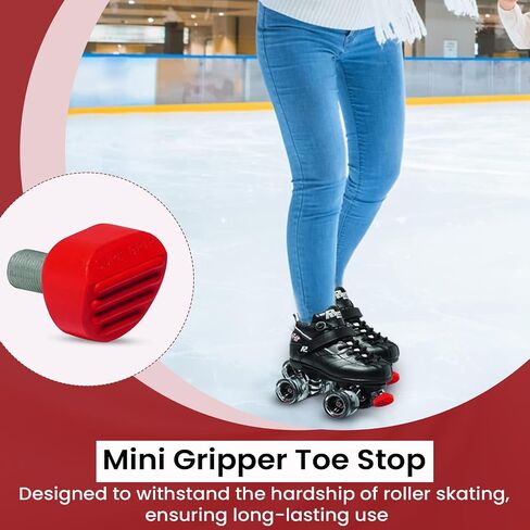 Sure-Grip Mini Gripper Toe Stop Protective Roller Skates Stopper | Slightly Smaller Than The Gripper | 5/8 Skate Accessories & Adjustable Rubber Brake - Sold in Pairs - Made in USA in Saudi Arabia