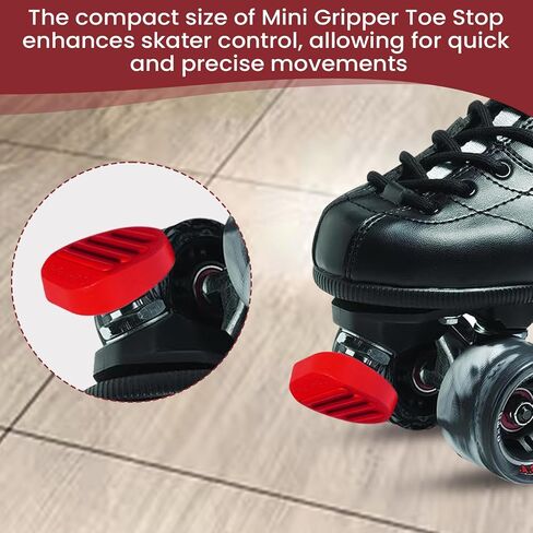 Sure-Grip Mini Gripper Toe Stop Protective Roller Skates Stopper | Slightly Smaller Than The Gripper | 5/8 Skate Accessories & Adjustable Rubber Brake - Sold in Pairs - Made in USA in Saudi Arabia