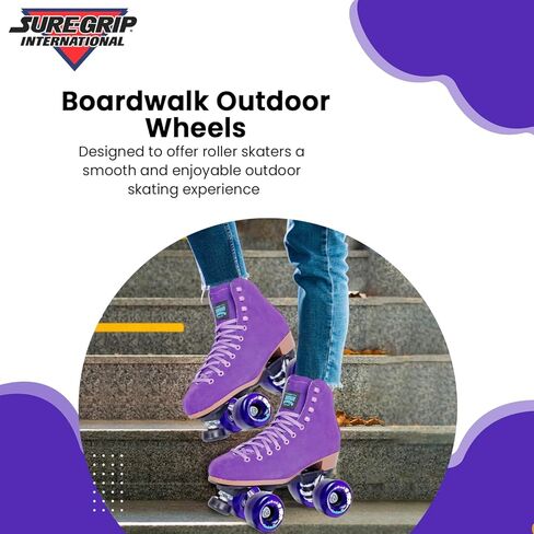 Sure-Grip Boardwalk Wheels - Made Super Hi Rebound Urethane - 78A Durometer - Ideal for Outdoor Skating, Beginner Friendly - Comes in Pack of 8, Purple (65mm D X 36mm W Size) in Saudi Arabia