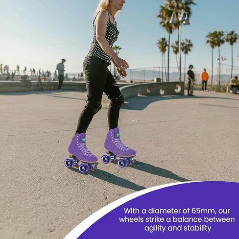 Sure-Grip Boardwalk Wheels - Made Super Hi Rebound Urethane - 78A Durometer - Ideal for Outdoor Skating, Beginner Friendly - Comes in Pack of 8, Purple (65mm D X 36mm W Size) in Saudi Arabia