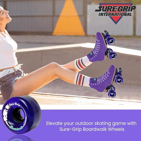 Sure-Grip Boardwalk Wheels - Made Super Hi Rebound Urethane - 78A Durometer - Ideal for Outdoor Skating, Beginner Friendly - Comes in Pack of 8, Purple (65mm D X 36mm W Size) in Saudi Arabia