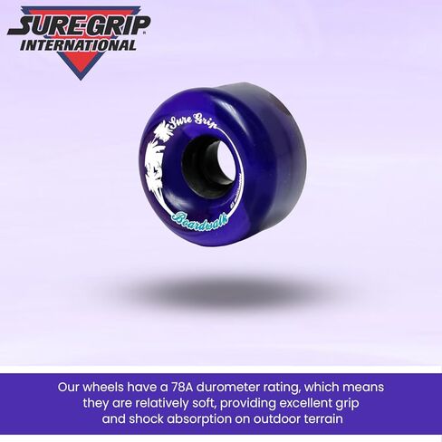 Sure-Grip Boardwalk Wheels - Made Super Hi Rebound Urethane - 78A Durometer - Ideal for Outdoor Skating, Beginner Friendly - Comes in Pack of 8, Purple (65mm D X 36mm W Size) in Saudi Arabia