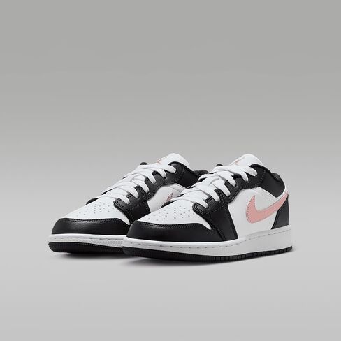 Air Jordan 1 Low Big Kids' Shoes (White/Black/Rust Pink) in Saudi Arabia