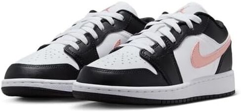 Air Jordan 1 Low Big Kids' Shoes (White/Black/Rust Pink) in Saudi Arabia