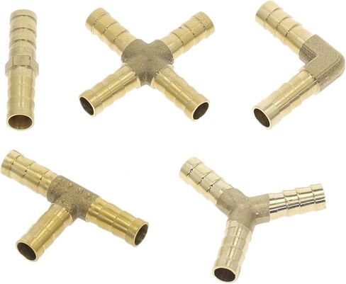 تركيب موصل Qinlu-brass تركيب 6 8 10 12 14 16 19mm النحاس النحاس الأنابيب التركيب 3 4 Way T y الكوع المستقيم خرطوم بربرة موصل محول مفصل مفصل ، مقاومة التآكل (الكوع ، 16 مم بارب) in Saudi Arabia