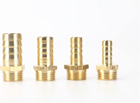 موصل Qinlu-brass خرطوم تركيب أنبوب النحاس النحاس 4 ملم -19 مم خرطوم بربا ذيل 1/8 "1/4" 1/2 "3/8" BSP موصل الذكور محول نقدي النحاس المشترك ، مقاومة التآكل (8 مم ، 1/8 ") in Saudi Arabia