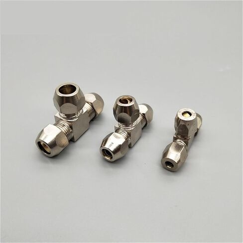 تركيب موصل Qinlu-brass تركيب 1pcs 4 6 8 10 12 14 16mm OD Tube Pneumatic Modtings Brass T-Type Type Ferrule Tube Tube Contractor ، مقاومة التآكل (أنبوب OD 10 8 10 مم) in Saudi Arabia