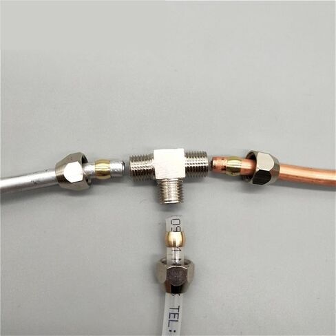 تركيب موصل Qinlu-brass تركيب 1pcs 4 6 8 10 12 14 16mm OD Tube Pneumatic Modtings Brass T-Type Type Ferrule Tube Tube Contractor ، مقاومة التآكل (أنبوب OD 10 8 10 مم) in Saudi Arabia