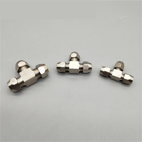 تركيب موصل Qinlu-brass تركيب 1pcs 4 6 8 10 12 14 16mm OD Tube Pneumatic Modtings Brass T-Type Type Ferrule Tube Tube Contractor ، مقاومة التآكل (أنبوب OD 10 8 10 مم) in Saudi Arabia