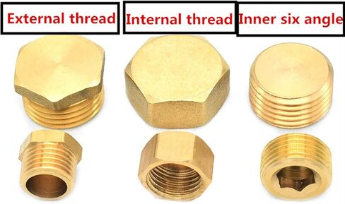 Qinlu-Brass Connector Hose Fitting 1/8" 1/4" 3/8" 1/2" 3/4" Thread Brass Pipe Hex Head Brass End Cap Plug Fitting Coupler Connector Adapter, corrosion resistance(Internal thread,1") in Saudi Arabia