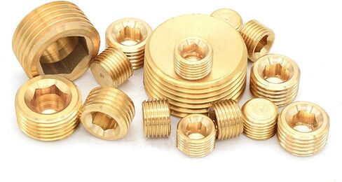 Qinlu-Brass Connector Hose Fitting 1/8" 1/4" 3/8" 1/2" 3/4" Thread Brass Pipe Hex Head Brass End Cap Plug Fitting Coupler Connector Adapter, corrosion resistance(Internal thread,1") in Saudi Arabia