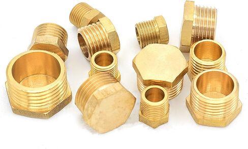Qinlu-Brass Connector Hose Fitting 1/8" 1/4" 3/8" 1/2" 3/4" Thread Brass Pipe Hex Head Brass End Cap Plug Fitting Coupler Connector Adapter, corrosion resistance(Internal thread,1") in Saudi Arabia