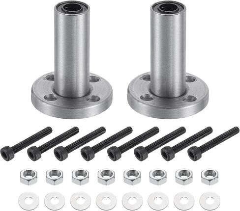 uxcell LMF8LUU Linear Ball Bearings 8mm Bore 15mm OD 45mm Length Round Flange Nickel Plated with Screws for CNC Machine 3D Printer 2pcs in Saudi Arabia