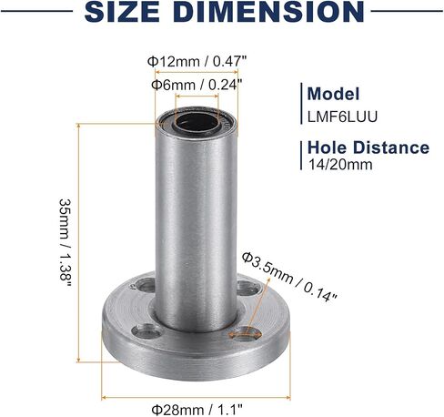 uxcell LMF8LUU Linear Ball Bearings 8mm Bore 15mm OD 45mm Length Round Flange Nickel Plated with Screws for CNC Machine 3D Printer 2pcs in Saudi Arabia