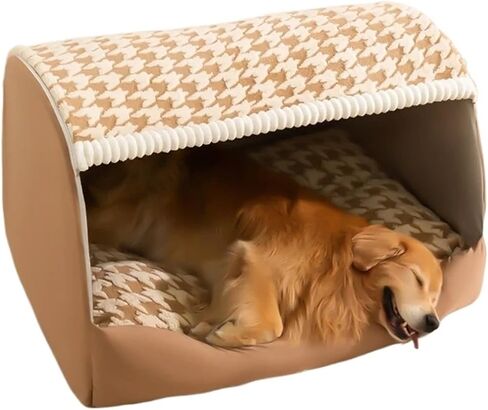 Pet Nest Autumn and Winter Dog Thousand Birds Grid Drawer Dog Kennel Large Dog Large Dog Kennel Deep Sleep Cat Kennel Pet Kennel Washable Small Pet Bed(Gray,L55x43x40cm) in Saudi Arabia