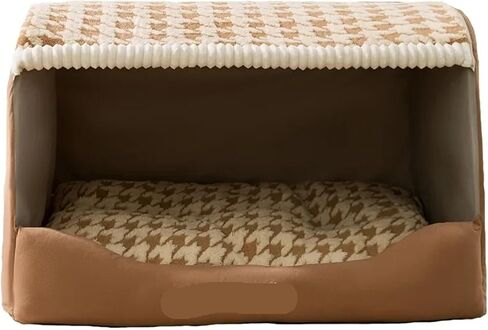 Pet Nest Autumn and Winter Dog Thousand Birds Grid Drawer Dog Kennel Large Dog Large Dog Kennel Deep Sleep Cat Kennel Pet Kennel Washable Small Pet Bed(Gray,L55x43x40cm) in Saudi Arabia