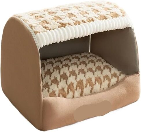 Pet Nest Autumn and Winter Dog Thousand Birds Grid Drawer Dog Kennel Large Dog Large Dog Kennel Deep Sleep Cat Kennel Pet Kennel Washable Small Pet Bed(Gray,L55x43x40cm) in Saudi Arabia