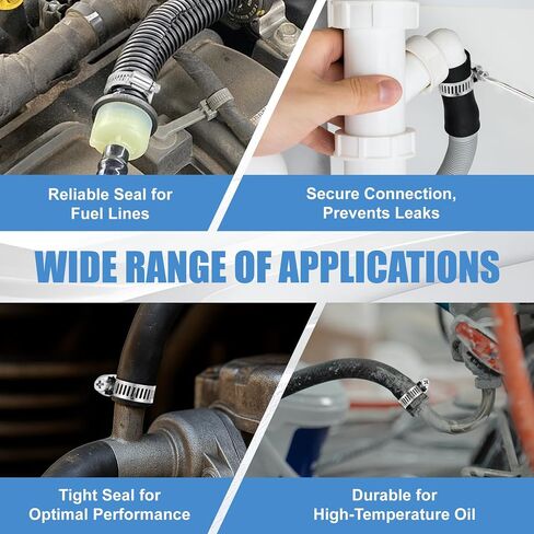 50-Piece 304 Stainless Steel Worm Gear Hose Clamp Assortment | Adjustable Pipe Clamps for Plumbing, Automotive, Marine & HVAC | 1/4" to 1-1/2" (6–38mm) in Saudi Arabia