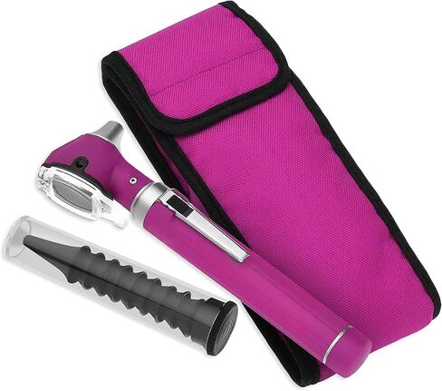 SURGICAL ONLINE Fiber Optic Mini Otoscope Rainbow Many Colors - Pocket Otoscope with Case ENT Diagnostic Set w/Extra Bulb Included (Magenta) in Saudi Arabia