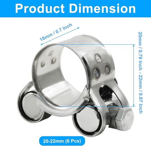6 PCS T BOLT HOSE CLAMP ، 23-25MM 304 مقاوم أنبوب قابلة للتعديل من الفولاذ المقاوم للصدأ ، مشابك أنابيب توربو الثقيلة مع مفتاح المقبس للسيارات ، السيارات in Kuwait