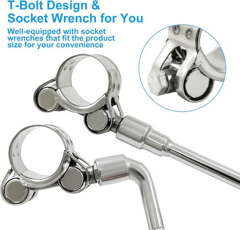 6 PCS T BOLT HOSE CLAMP ، 23-25MM 304 مقاوم أنبوب قابلة للتعديل من الفولاذ المقاوم للصدأ ، مشابك أنابيب توربو الثقيلة مع مفتاح المقبس للسيارات ، السيارات in Kuwait