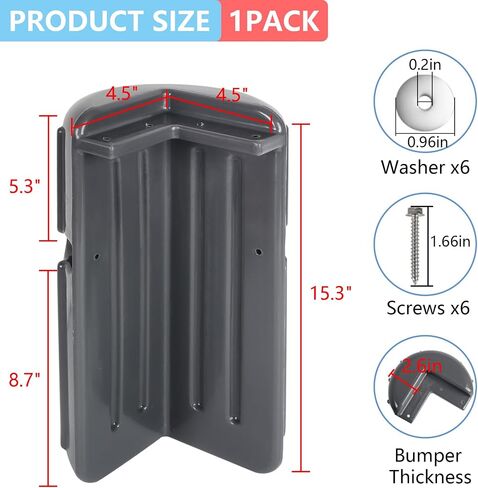 Dock Corner Bumpers,Boat Dock Bumper,Corner Dock Bumper Fenders,Dock Bumpers Marine,Boat Dock Bumpers for Edging,Includes Mounting Hardware(1/2Pack) in Kuwait