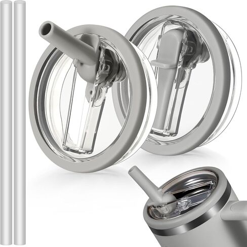 2 Pack Leakproof Lid Replacement 40 oz for Stanley Cup Accessories, Flip Straw Tumbler Leak Proof Lids for Stanley Quencher H2.0, Dust-Proof Straw Cover for stanley cups 40oz (Beige, Beige) in Kuwait