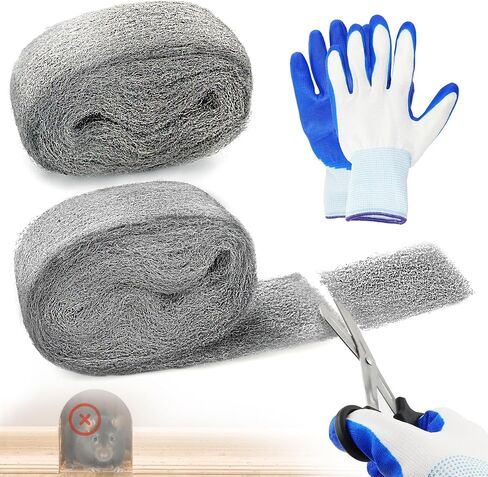Steels Wools Mice Control: #0000 Steel Wool Metal Fabric Mesh - As Gaps Fillers to Keep Mice Away - Protection for Siding, Pipelines, Garden Vents and Garages - 2Pcs in Saudi Arabia