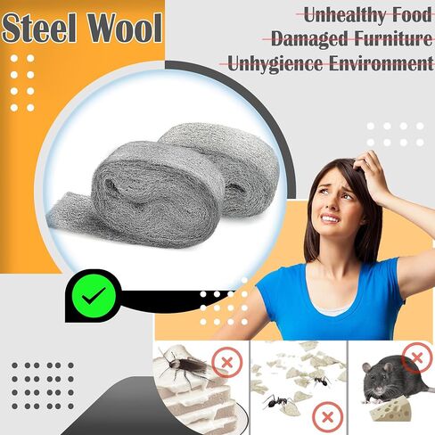 Steels Wools Mice Control: #0000 Steel Wool Metal Fabric Mesh - As Gaps Fillers to Keep Mice Away - Protection for Siding, Pipelines, Garden Vents and Garages - 2Pcs in Saudi Arabia