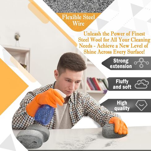 Steels Wools Mice Control: #0000 Steel Wool Metal Fabric Mesh - As Gaps Fillers to Keep Mice Away - Protection for Siding, Pipelines, Garden Vents and Garages - 2Pcs in Saudi Arabia