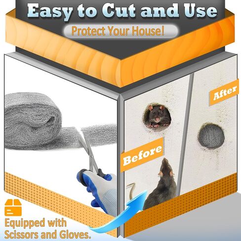 Steels Wools Mice Control: #0000 Steel Wool Metal Fabric Mesh - As Gaps Fillers to Keep Mice Away - Protection for Siding, Pipelines, Garden Vents and Garages - 2Pcs in Saudi Arabia