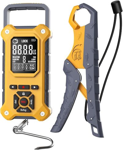 SNAIL TRAIL Fish Scale with 7.5'' Floating Lip Gripper, 50 lbs Digital Fishing Weigher with Hook & Clamp, Tournament Bass Culling Scale with 8 Srorage Bins, Boat Hanging Weight Scale, Gifts for Men in Kuwait