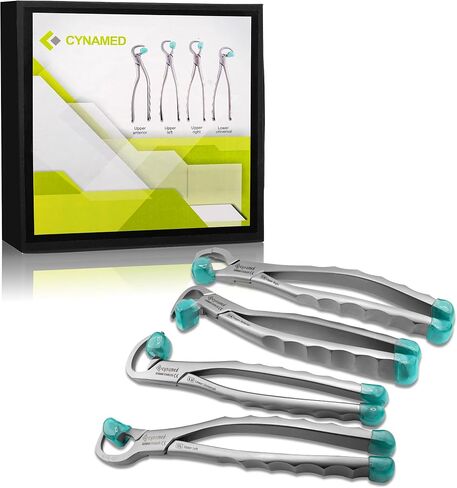 Dental Extraction Forceps Molar Atraumatic Tooth Extraction Kit Dental Instruments Standard Series Dentistry Handpiece Set of 4 Pieces with Free Bumpers in Saudi Arabia