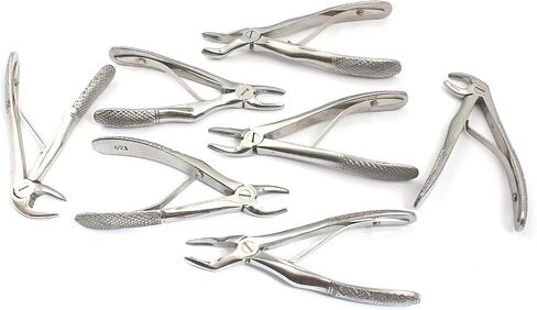 Pedo/Child Extraction Forceps Dental Instrument Set, 7 Pieces, German Grade Stainless Steel A+ Quality in Saudi Arabia
