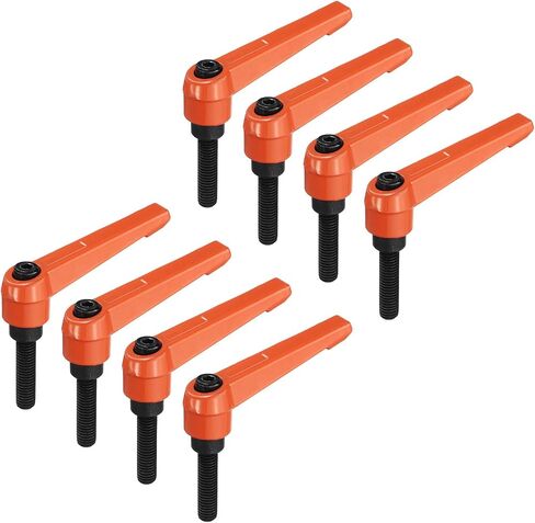 uxcell 8pcs Lever Adjustable Handles M8 x 30mm Metric Male Thread, Level Clamping Handle Hand Stud Knobs Rotating Screw Handles Bolts with Locking Lever, Orange in Kuwait