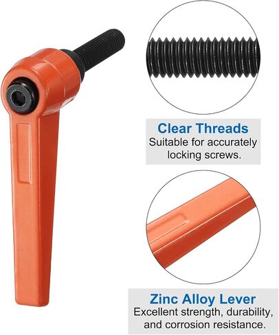 uxcell 8pcs Lever Adjustable Handles M8 x 30mm Metric Male Thread, Level Clamping Handle Hand Stud Knobs Rotating Screw Handles Bolts with Locking Lever, Orange in Kuwait